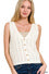 Crochet Knit Vest with Buttons in Sand and Cream