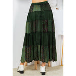 Deep Green Printed Georgette Patchwork Skirt