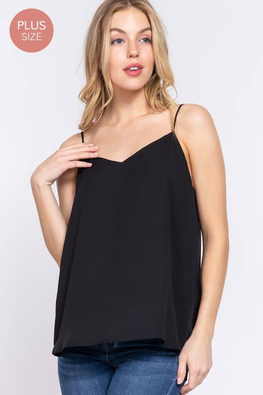 Plus V-neck W/back Cross Cami