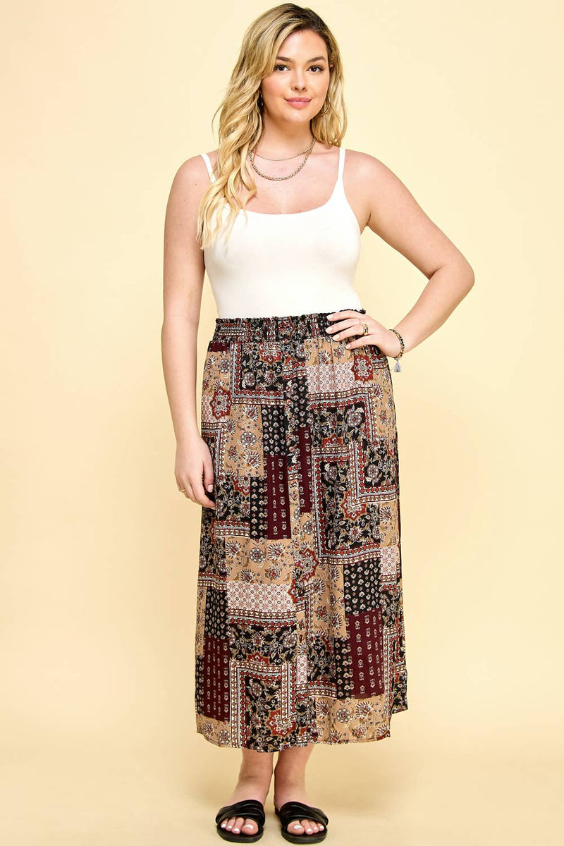 Plus Patchwork Skirt