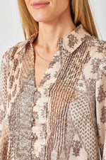 Sand Mix Pintuck Print Blouse