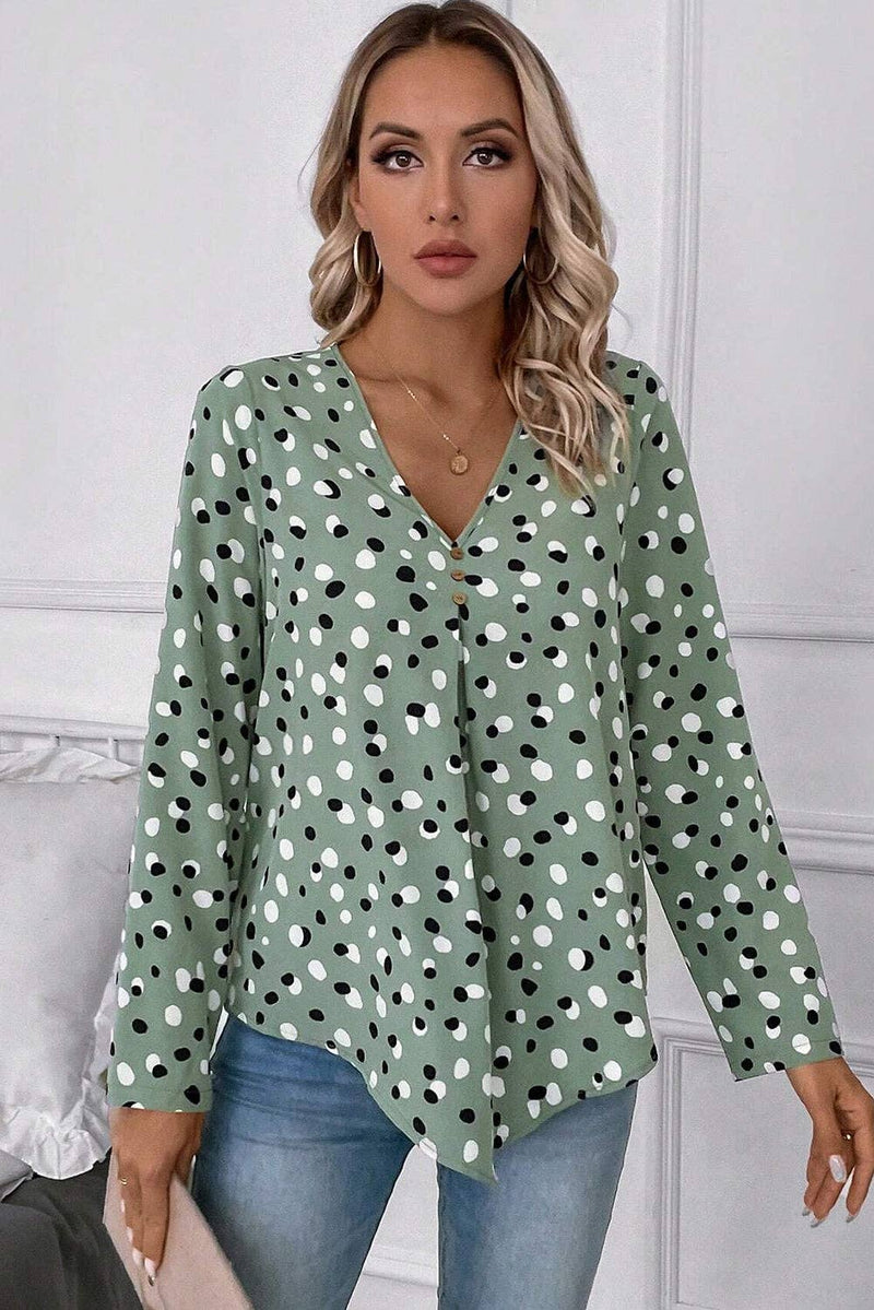 Polka Dot Button Blouse