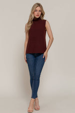 Sleeveless Turtleneck Soft Knit Top