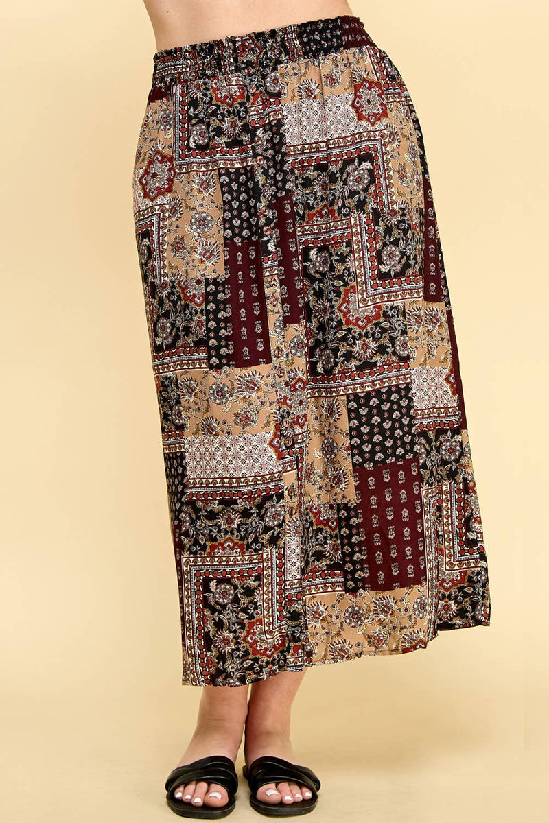 Plus Patchwork Skirt