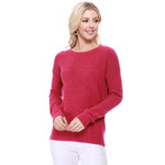 Crewneck Knit Pullover Sweater with Side Slit