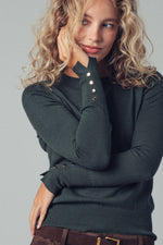 Polished Button Cuff Slim Knit Top