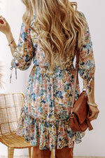 Sky Blue Floral Short Dress