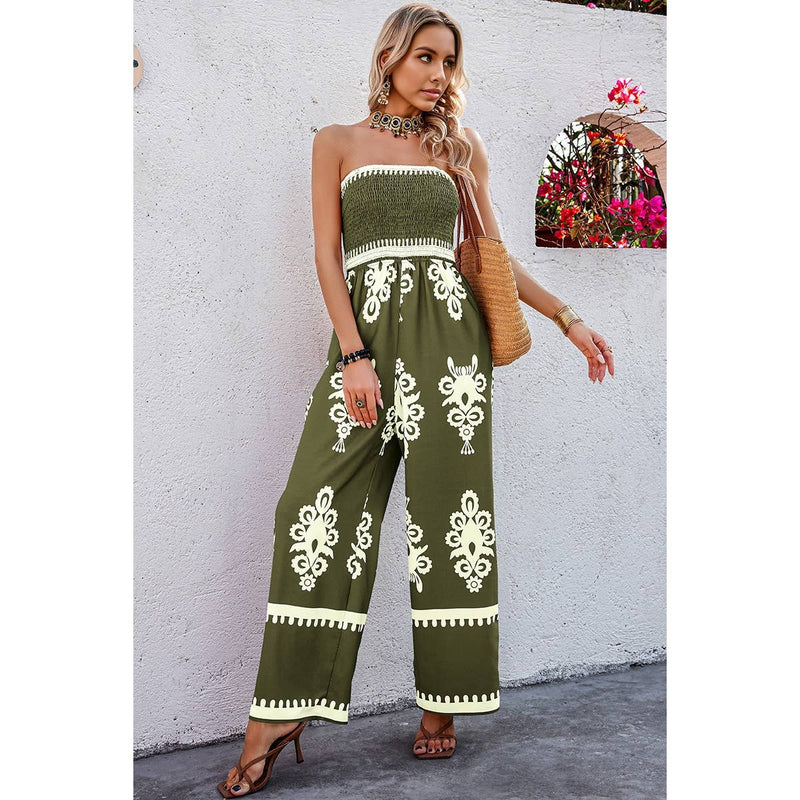 Tan Geo Print Jumpsuit