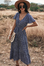 Navy V-Neck with White Dots