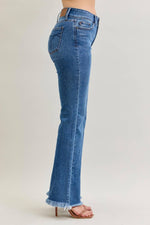 High Waisted Bootcut Double Button WB & Fray Hem