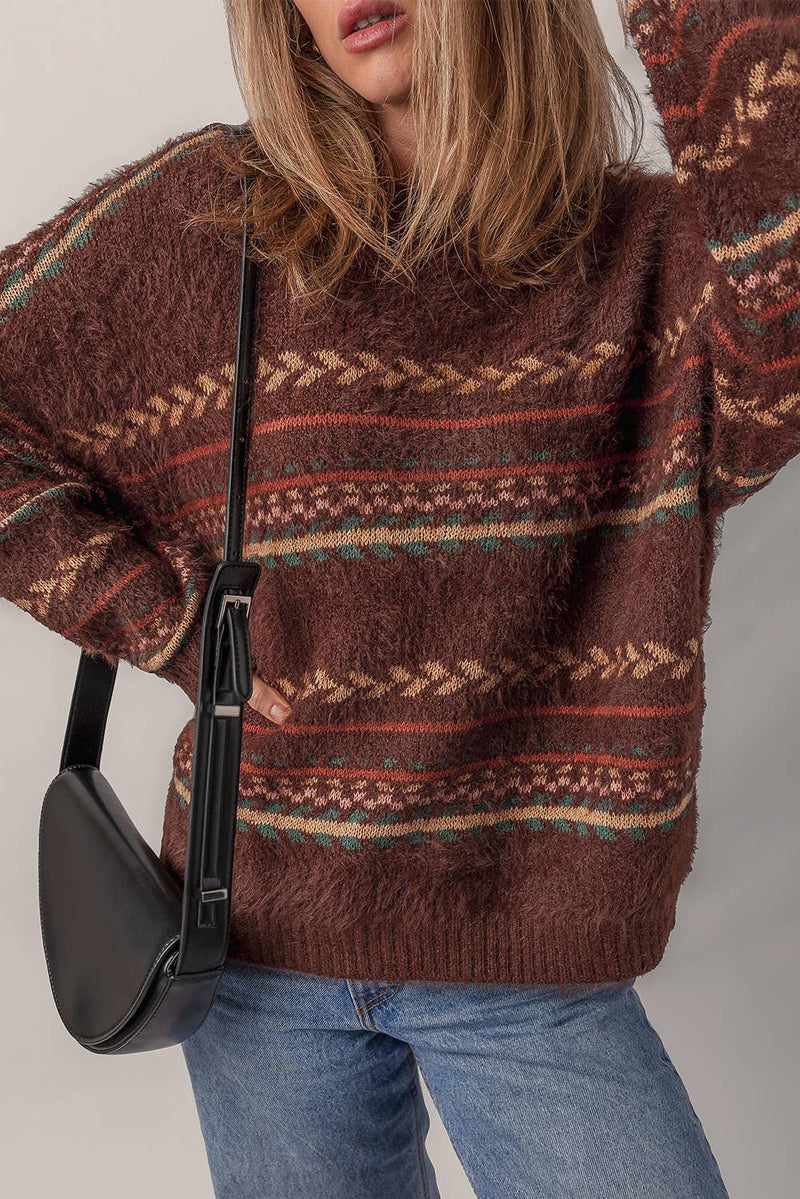 Boho Pattern Cinnamon Sweater