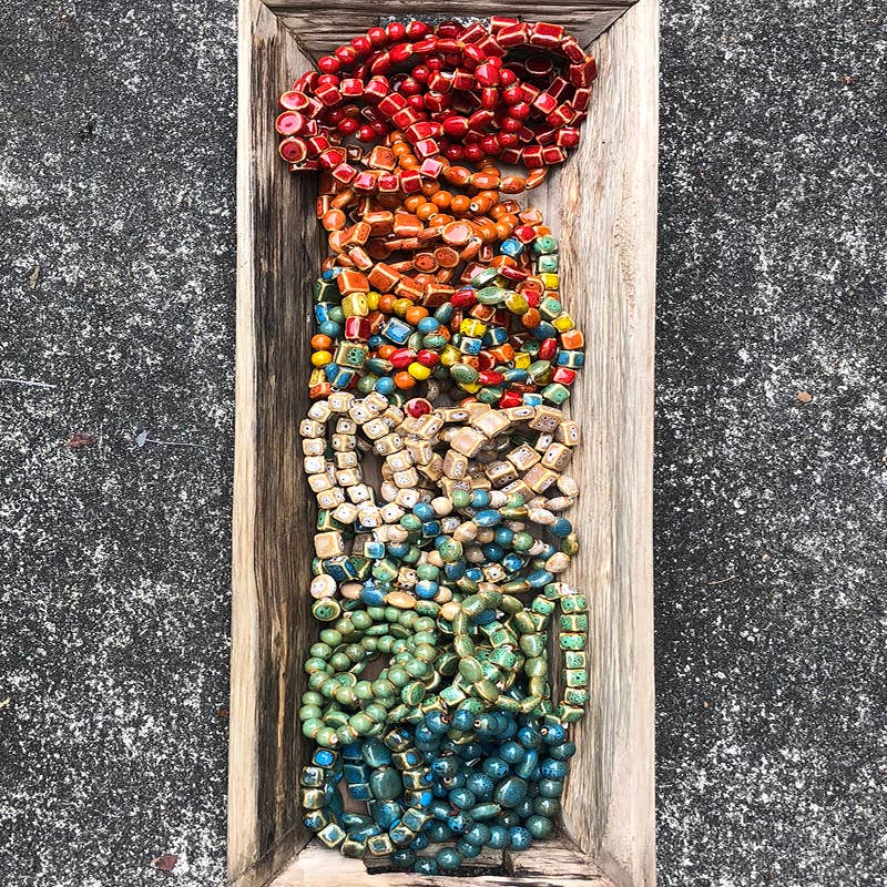 Mixed Color and Shape Clay Bead Stretch Bracelets