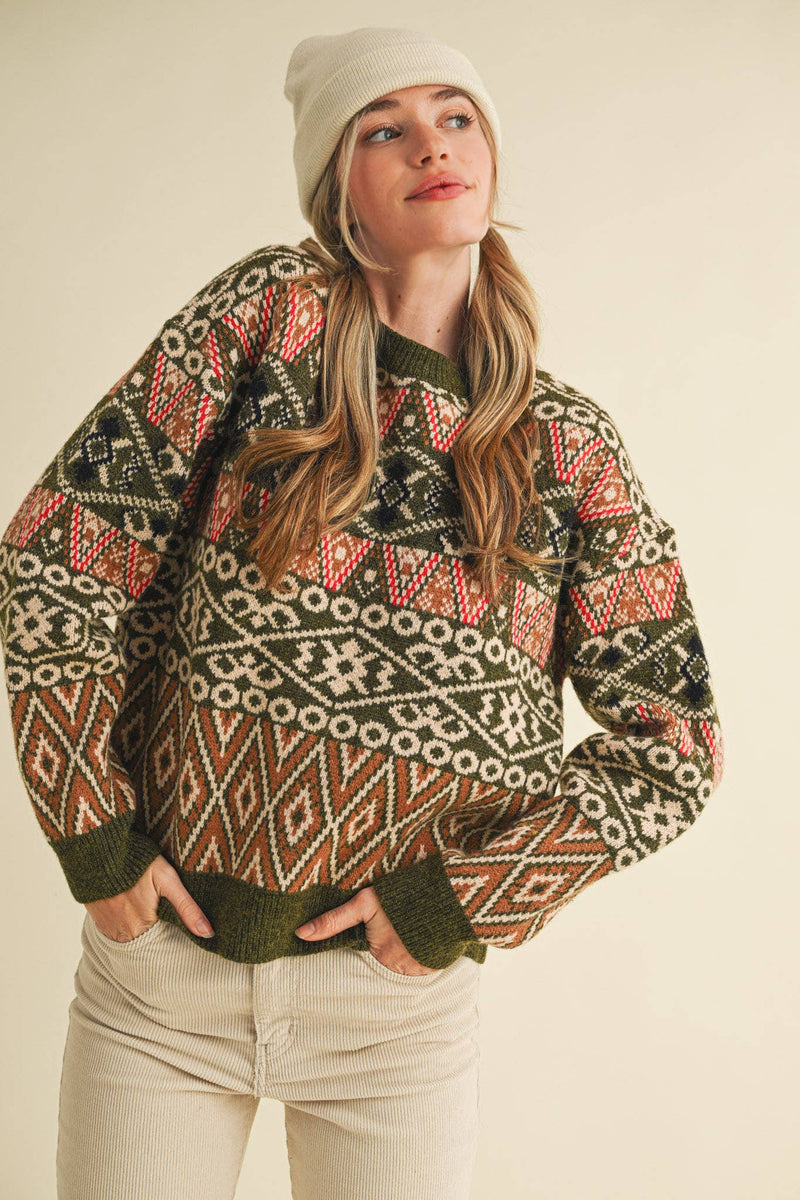 Green Alpine Design Sweater
