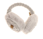 Cable Knit Faux Fur Earmuffs in Beige or Navy