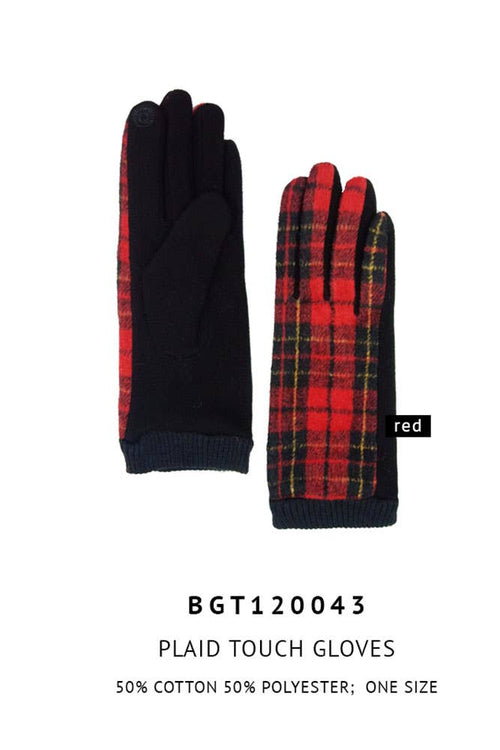 Plaid and Check Soft Touch Gloves