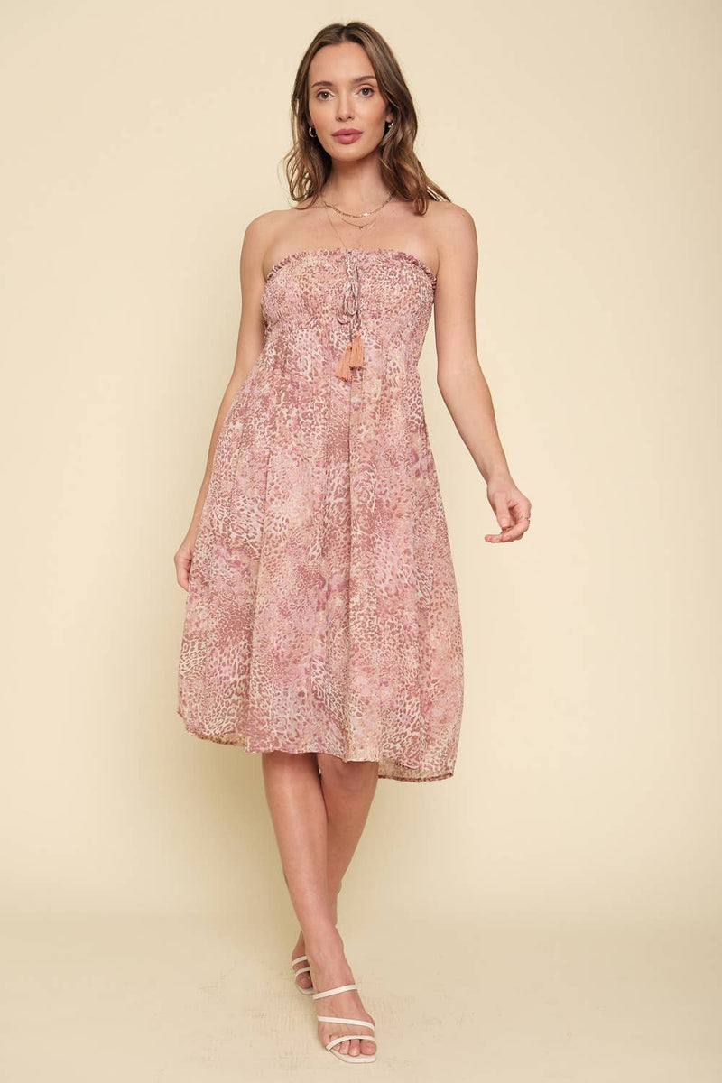 Smocked Animal Print Skirt