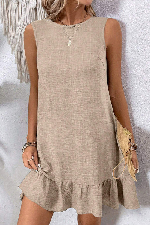 Lineny Shift Dress with Tie Back