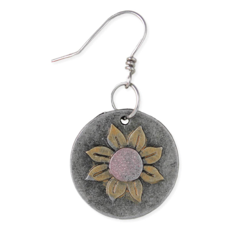 Vintage Finds Mixed Metal Round Flower Earrings