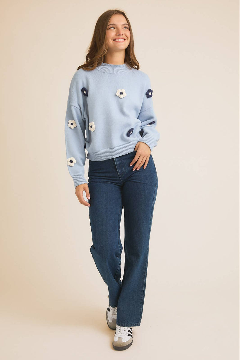 Baby Blue Flower Sweater