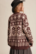 Fair Isle Floral Knit Cardigan