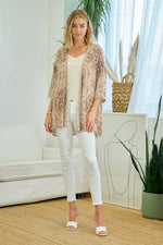 Printed Kimono With Lace Trim