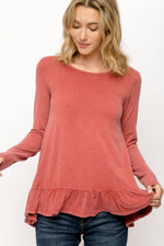 Ruffle Hem Top in Rust or Blush