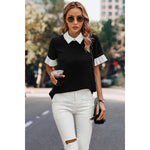 Black Blouse with Accent Trim