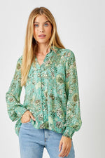 Sand Mix Pintuck Print Blouse