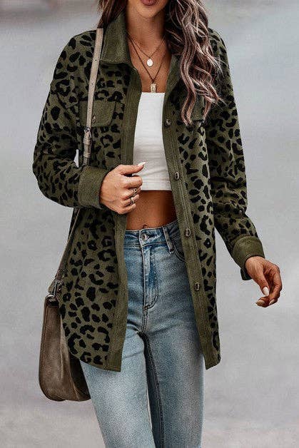 Ribbed Leopard Print Jacket