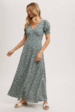 Boho Floral Print V-Neck Maxi Dress