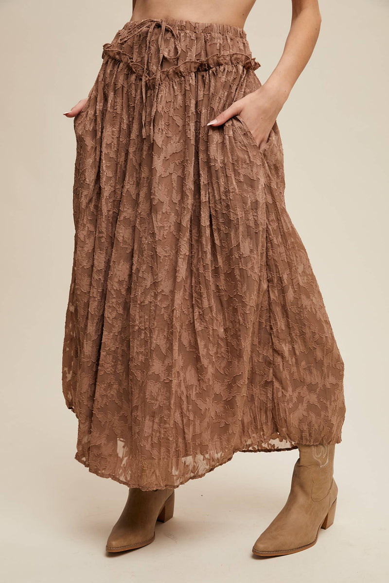 Floral Textured Maxi Skirt