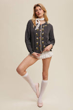 Floral Embroidered Button-Up Cardigan