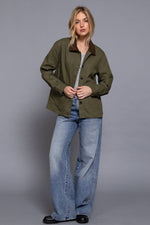 Corduroy Collar Cotton Twill Jacket