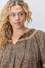 Textured Blouse with Crochet Accent