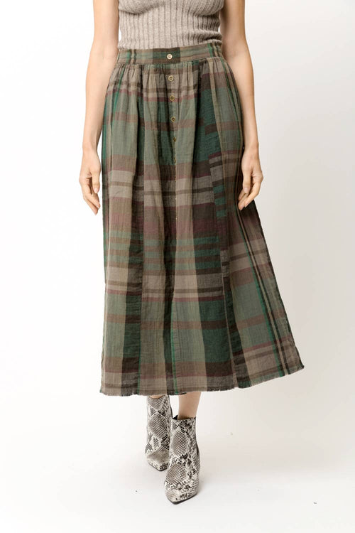 Olive Plaid Skirt