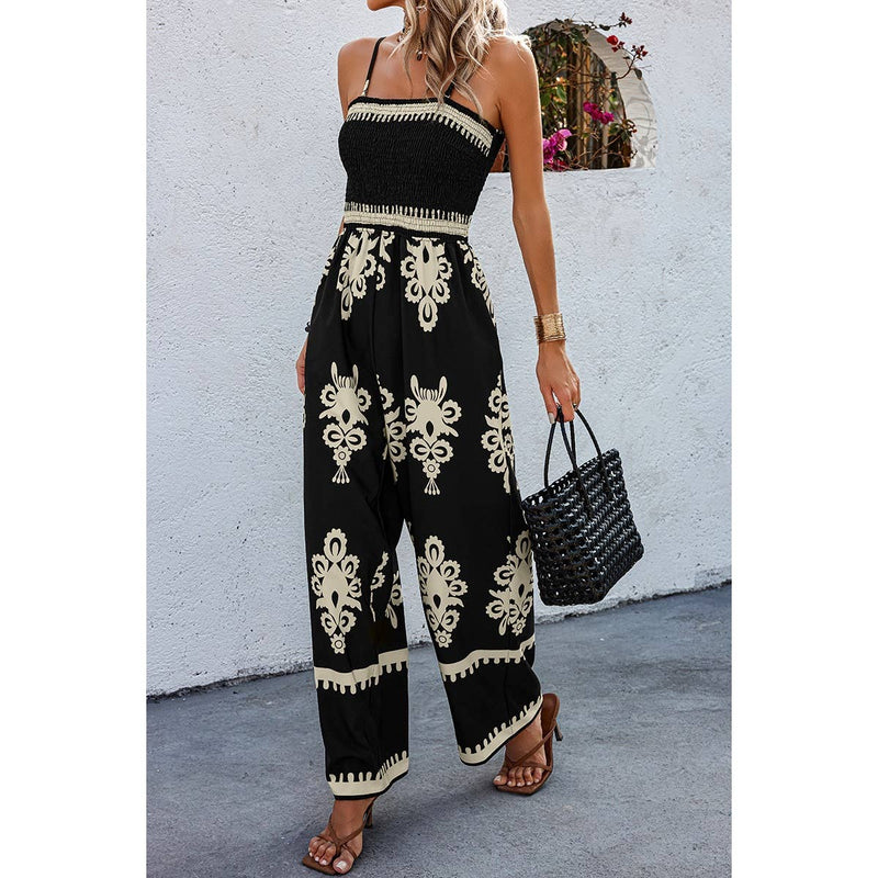 Tan Geo Print Jumpsuit
