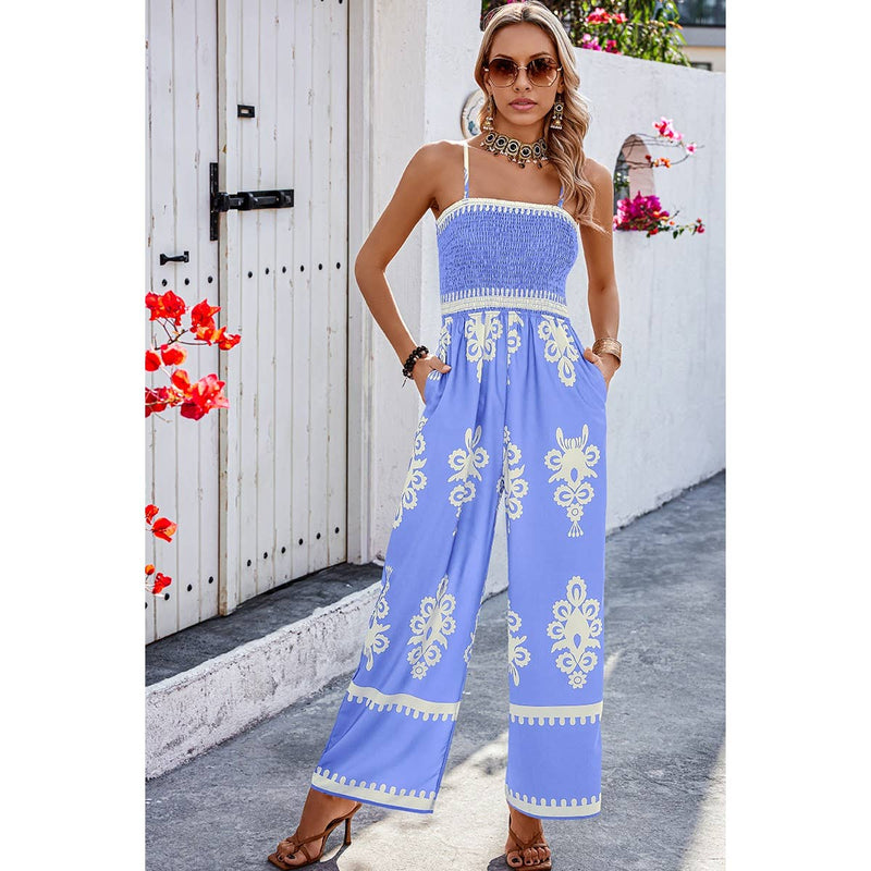 Tan Geo Print Jumpsuit