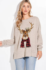 Plaid Deer Printed Top