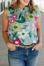 Floral Ruffle Trim Blouse