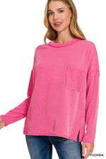 Ribbed Knit Drop-Shoulder Top in Seven Colors