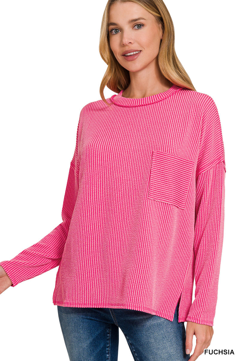 Ribbed Knit Drop-Shoulder Top in Seven Colors