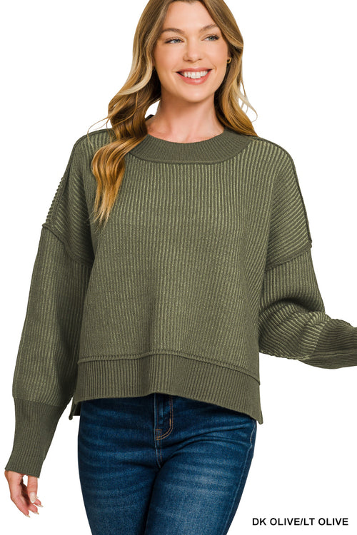 Exposed Seam Two-Toned Sweater