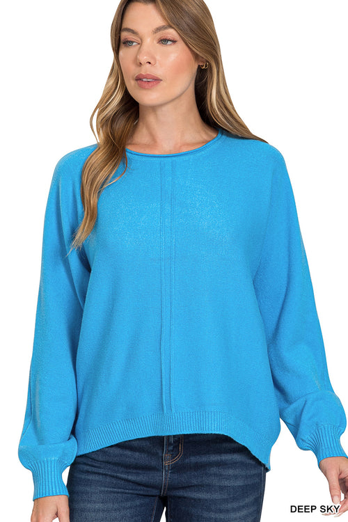 Front Seam Hi-Lo Sweater