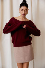Back Lace Trim Wine Sweater