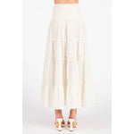 Tiered Flowing Black Skirt with Side Slit