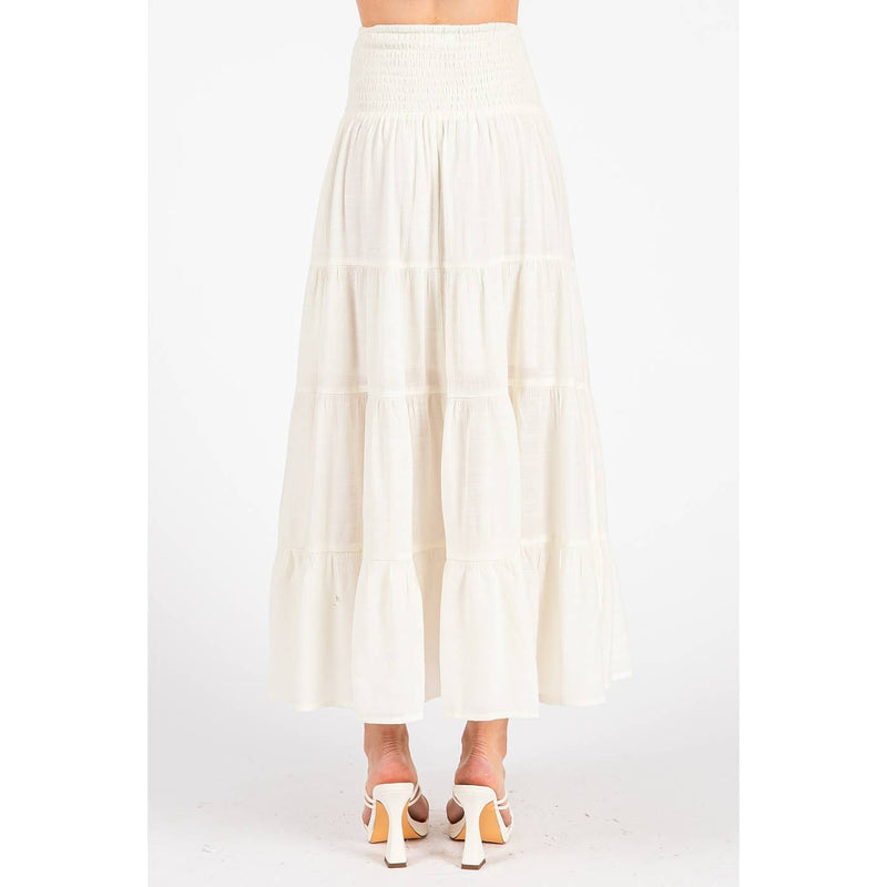 Tiered Flowing Black Skirt with Side Slit