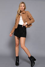 Soft Patch Pocket Snap Jacket in Camel or Black
