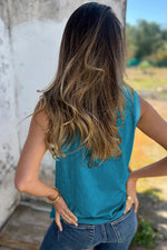 Peacock Blue Metallic Sheen Edge Tank