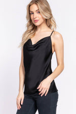 Cowl Neck Satin Cami Top