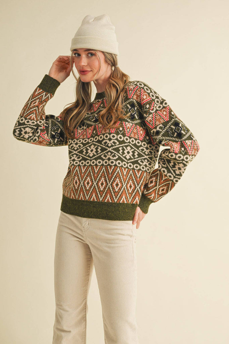 Green Alpine Design Sweater
